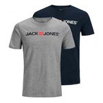 Jack & Jones T-Shirt 2er Pack Logo Tee Crew Neck Dunkelgrau/Dunkelblau/Grau/Schwarz/Silber/Beige