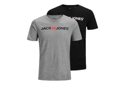 Jack & Jones T-Shirt 2er Pack Logo Tee Crew Neck Dunkelgrau/Schwarz/Grau/Silber