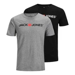 Jack & Jones T-Shirt 2er Pack Logo Tee Crew Neck Dunkelgrau/Schwarz/Grau/Silber