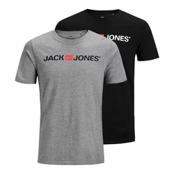 Jack & Jones T-Shirt 2er Pack Logo Tee Crew Neck Dunkelgrau/Schwarz/Grau/Silber