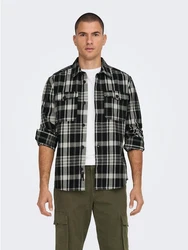 ONLY & SONS Langarmhemd Shacket Hemd ONSMILO 6284 Schwarz (6284)