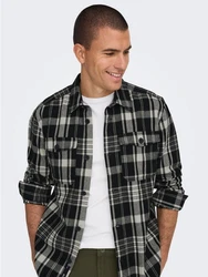ONLY & SONS Langarmhemd Shacket Hemd ONSMILO 6284 Schwarz (6284)