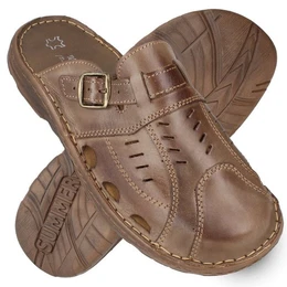 Daugavpils Slipper, Pantoletten, hinten offen aus Leder, Herren Loafer