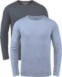 Jack & Jones Langarmshirt (Set) Unifarben Grau/Dunkelblau/Hellblau