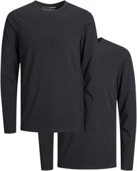 Jack & Jones Langarmshirt (Set) Unifarben Dunkelgrau/Schwarz/Grau/Dunkelblau