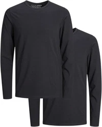 Jack & Jones Langarmshirt (Set) Unifarben Dunkelgrau/Schwarz/Grau/Dunkelblau