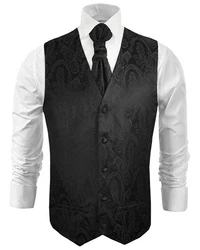 Paul Malone Anzugweste Herren Hochzeitsweste mit Plastron Set (V1, V2, V3) schwarz
