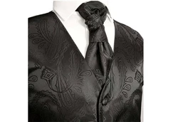 Paul Malone Anzugweste Herren Hochzeitsweste mit Plastron Set (V1, V2, V3) schwarz