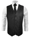 Paul Malone Anzugweste Herren Hochzeitsweste mit Plastron Set (V1, V2, V3) schwarz
