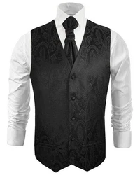 Paul Malone Anzugweste Herren Hochzeitsweste mit Plastron Set (V1, V2, V3) schwarz