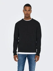 ONLY & SONS Strickpullover Phill ONSPHIL REG 12 STRUC CREW KNIT Schwarz