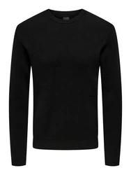 ONLY & SONS Strickpullover Phill ONSPHIL REG 12 STRUC CREW KNIT Schwarz