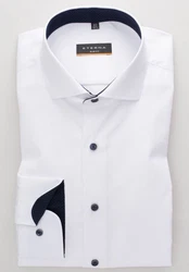 Eterna Langarmhemd Weiß/Creme/Dunkelblau/Braun/Grau