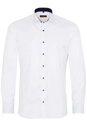 Eterna Langarmhemd Weiß/Creme/Dunkelblau/Braun/Grau