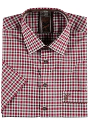 OS-Trachten Trachtenhemd Myluc Herren Kurzarmhemd Rot/Dunkelrot/Braun/Bordeaux