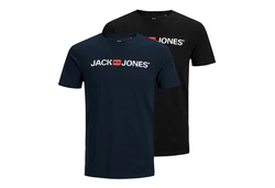 Jack & Jones T-Shirt 2er Pack Logo Tee Crew Neck Dunkelblau/Blau/Schwarz