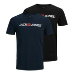 Jack & Jones T-Shirt 2er Pack Logo Tee Crew Neck Dunkelblau/Blau/Schwarz