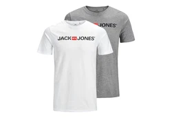 Jack & Jones T-Shirt 2er Pack Logo Tee Crew Neck Silber/Schwarz/Grau/Mischfarben/Beige/Hellgrau