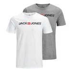 Jack & Jones T-Shirt 2er Pack Logo Tee Crew Neck Silber/Schwarz/Grau/Mischfarben/Beige/Hellgrau