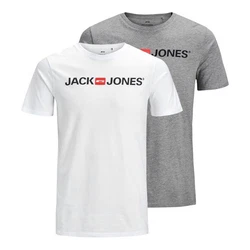 Jack & Jones T-Shirt 2er Pack Logo Tee Crew Neck Silber/Schwarz/Grau/Mischfarben/Beige/Hellgrau