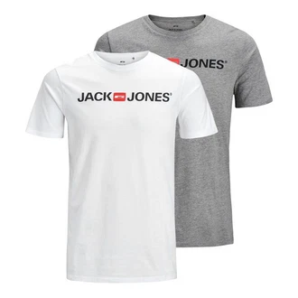 Jack & Jones T-Shirt 2er Pack Logo Tee Crew Neck Silber/Schwarz/Grau/Mischfarben/Beige/Hellgrau