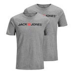Jack & Jones T-Shirt 2er Pack Logo Tee Crew Neck Grau/Dunkelgrau/Hellgrau