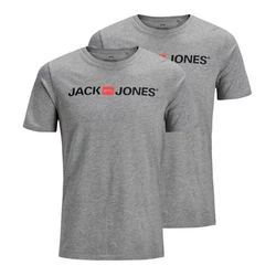 Jack & Jones T-Shirt 2er Pack Logo Tee Crew Neck Grau/Dunkelgrau/Hellgrau
