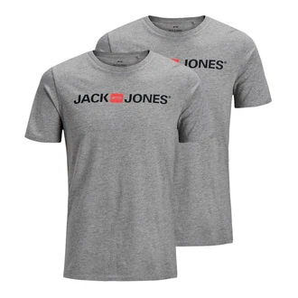 Jack & Jones T-Shirt 2er Pack Logo Tee Crew Neck Grau/Dunkelgrau/Hellgrau