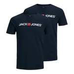 Jack & Jones T-Shirt 2er Pack Logo Tee Crew Neck Dunkelblau