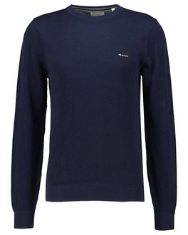 Gant Strickpullover R-Neck COTTON PIQUE C-NECK Blau