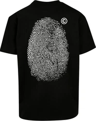 Mister Tee T-Shirt Fingerprint Oversized Schwarz/Beige