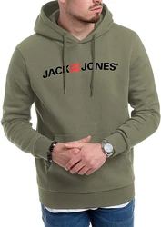 Jack & Jones Kapuzensweatshirt Logoprint Dunkelgrün/Grün