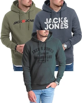 Jack & Jones Kapuzensweatshirt Logoprint Dunkelgrün/Grün Jack & Jones Kapuzensweatshirt Logoprint Dunkelgrün/Grün