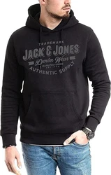 Jack & Jones Kapuzensweatshirt mit Kängurutasche Schwarz/Dunkelblau/Hellblau