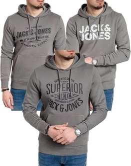 Jack & Jones Kapuzensweatshirt Logoprint Grau/Rosa/Dunkelgrau/Hellgrau
