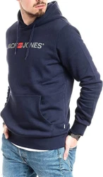 Jack & Jones Kapuzensweatshirt Logoprint Dunkelblau/Blau/Grau