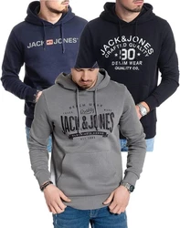 Jack & Jones Kapuzensweatshirt Logoprint Dunkelblau/Blau/Grau