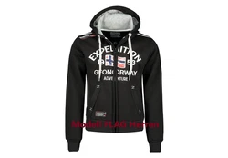 Geographical Norway Sweatjacke Hoodie Schwarz/Rosa