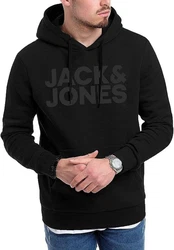 Jack & Jones Kapuzensweatshirt Hoodie mit Printdruck Schwarz