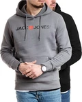 Jack & Jones Kapuzensweatshirt Hoodie mit Printdruck Dunkelgrau/Grau/Hellgrau Jack & Jones Kapuzensweatshirt Hoodie mit Printdruck Dunkelgrau/Grau/Hellgrau