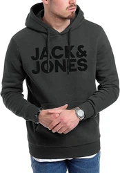 Jack & Jones Kapuzensweatshirt Hoodie mit Printdruck Dunkelgrün/Dunkelgrau/Schwarz