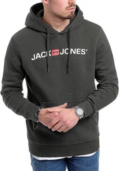 Jack & Jones Kapuzensweatshirt Hoodie mit Printdruck Dunkelgrün/Dunkelgrau/Schwarz