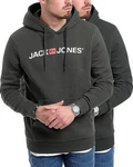 Jack & Jones Kapuzensweatshirt Hoodie mit Printdruck Dunkelgrün/Dunkelgrau/Schwarz Jack & Jones Kapuzensweatshirt Hoodie mit Printdruck Dunkelgrün/Dunkelgrau/Schwarz