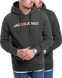 Jack & Jones Kapuzensweatshirt Hoodie mit Printdruck Dunkelgrün/Dunkelgrau/Schwarz