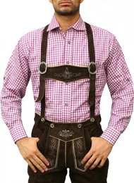 Trachtenhemd GW1210 Karo Trachtenhemd fr Trachtenlederhosen in lila