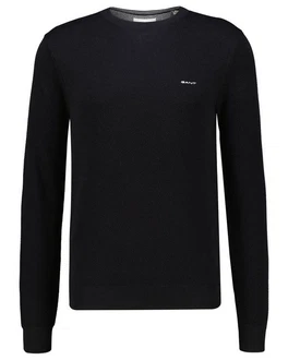 Gant Strickpullover R-Neck COTTON PIQUE C-NECK Dunkelblau/Schwarz