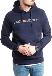 Jack & Jones Kapuzensweatshirt Logoprint Dunkelblau/Blau/Grau