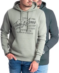 Jack & Jones Kapuzensweatshirt Hoodie mit Printdruck Grün/Khaki/Dunkelgrün/Grau/Hellgrün/Hellgrau