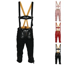 Trachtenlederhose GW1400 Damen Lederhose Trachtenhose Ziegenleder Kniebundhose mit Hosentrgern