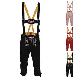 Trachtenlederhose GW1400 Damen Lederhose Trachtenhose Ziegenleder Kniebundhose mit Hosentrgern
